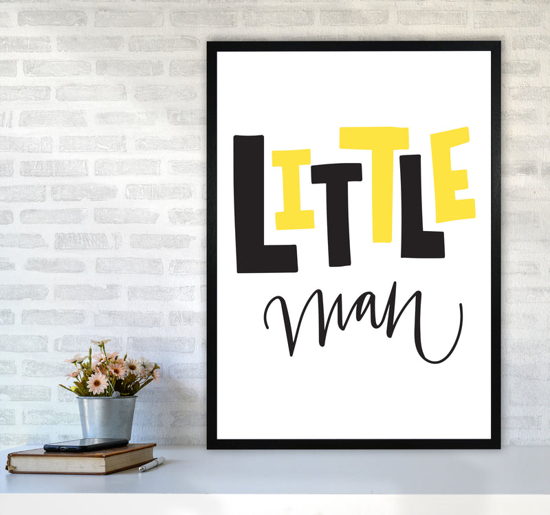 Little Man Yellow And Black Framed Nursey Wall Art Print A1 White Frame