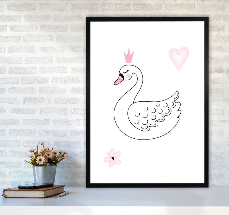 White Swan Modern Print, Animal Art Print A1 White Frame