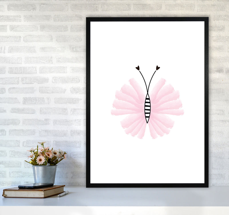Pink Butterfly Modern Print Animal Art Print A1 White Frame