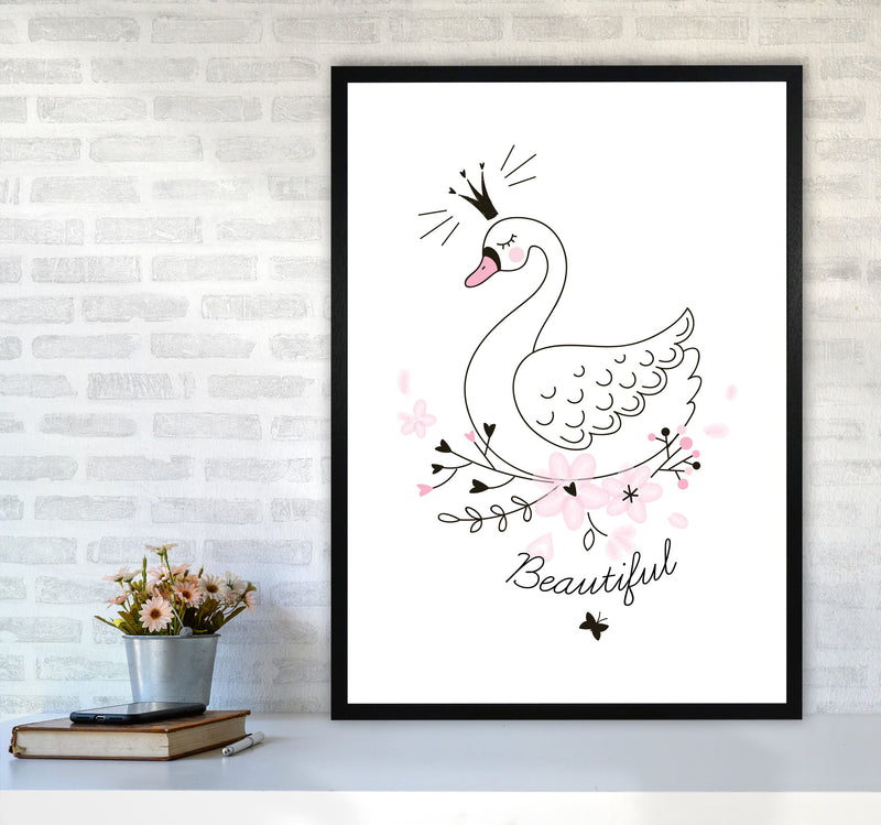 Beautiful Swan Modern Print Animal Art Print A1 White Frame