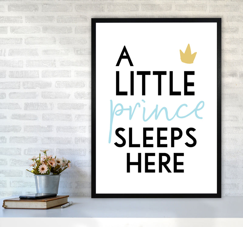 A Little Prince Sleeps Here Framed Nursey Wall Art Print A1 White Frame