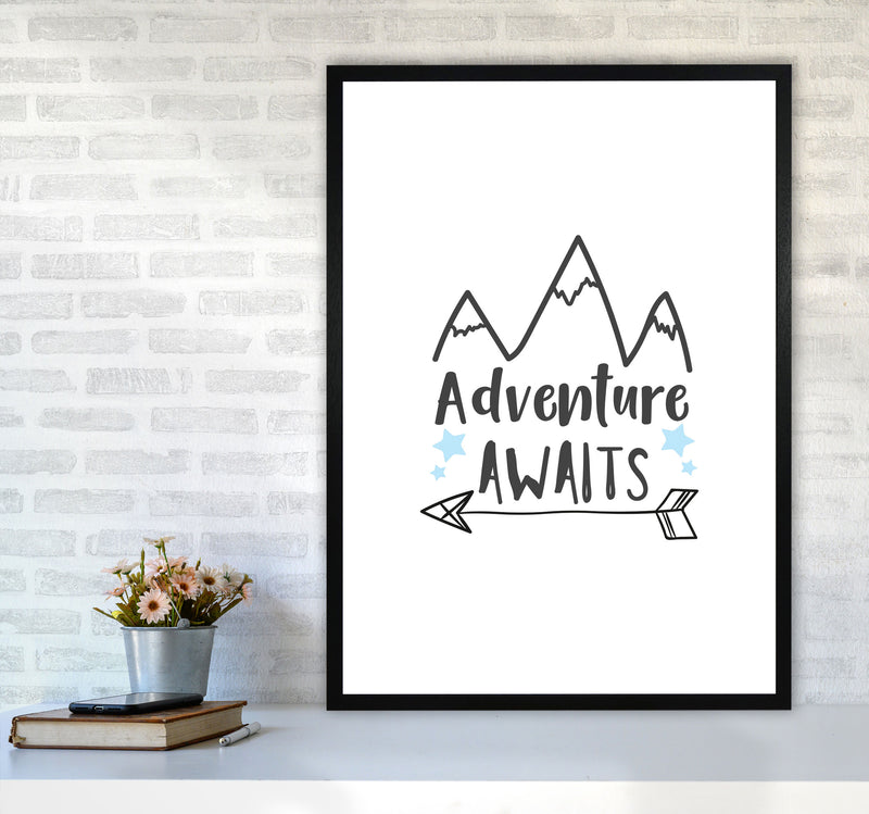 Adventure Awaits Framed Typography Wall Art Print A1 White Frame