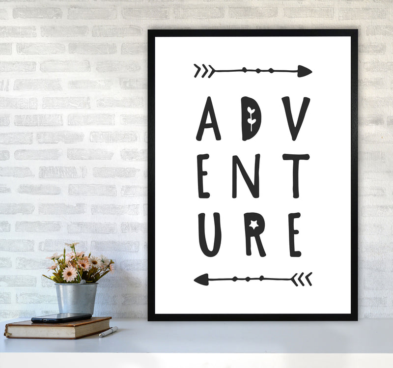 Adventure Black Framed Typography Wall Art Print A1 White Frame