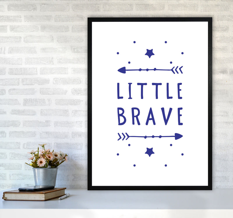 Little Brave Navy Framed Typography Wall Art Print A1 White Frame