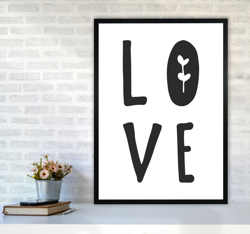 Love Black Framed Typography Wall Art Print A1 White Frame