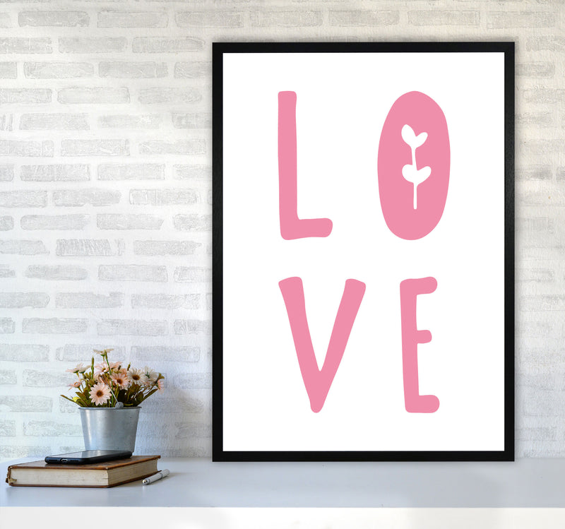 Love Pink Framed Typography Wall Art Print A1 White Frame