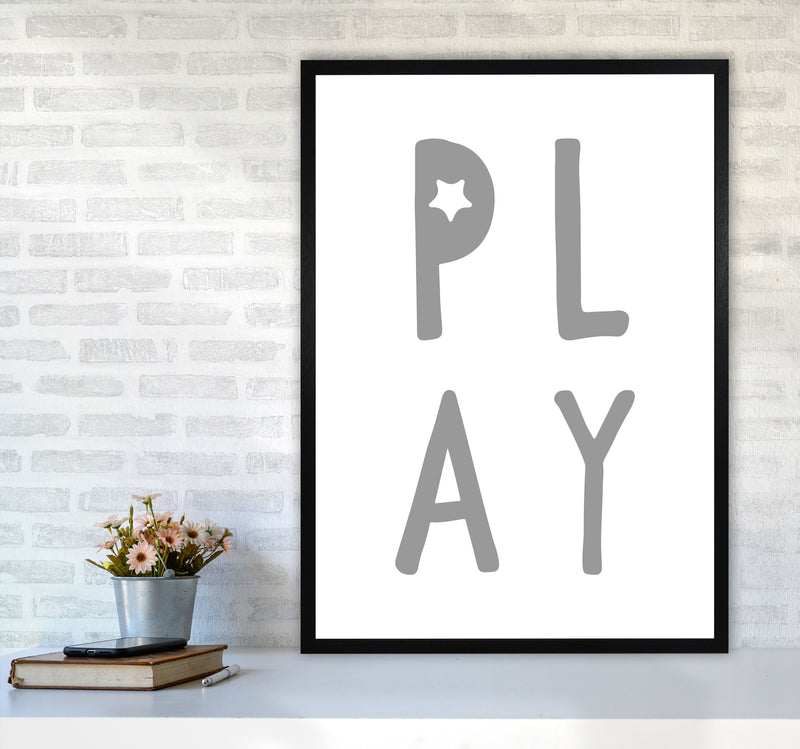 Play Grey Framed Typography Wall Art Print A1 White Frame