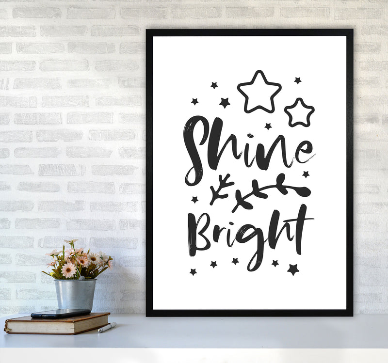 Shine Bright Black Framed Nursey Wall Art Print A1 White Frame