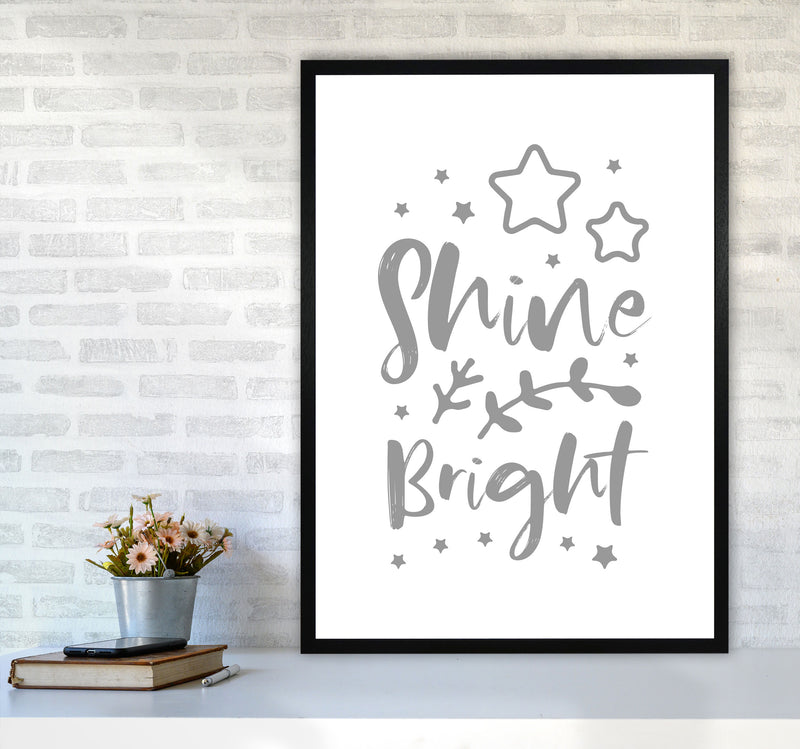 Shine Bright Grey Framed Nursey Wall Art Print A1 White Frame