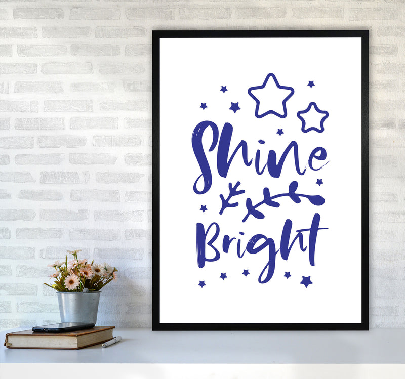 Shine Bright Navy Framed Nursey Wall Art Print A1 White Frame