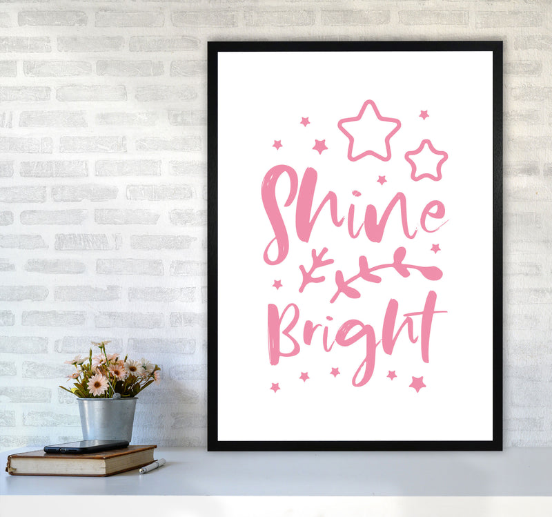 Shine Bright Pink Framed Nursey Wall Art Print A1 White Frame