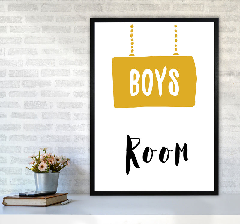 Boys Room Mustard Framed Nursey Wall Art Print A1 White Frame