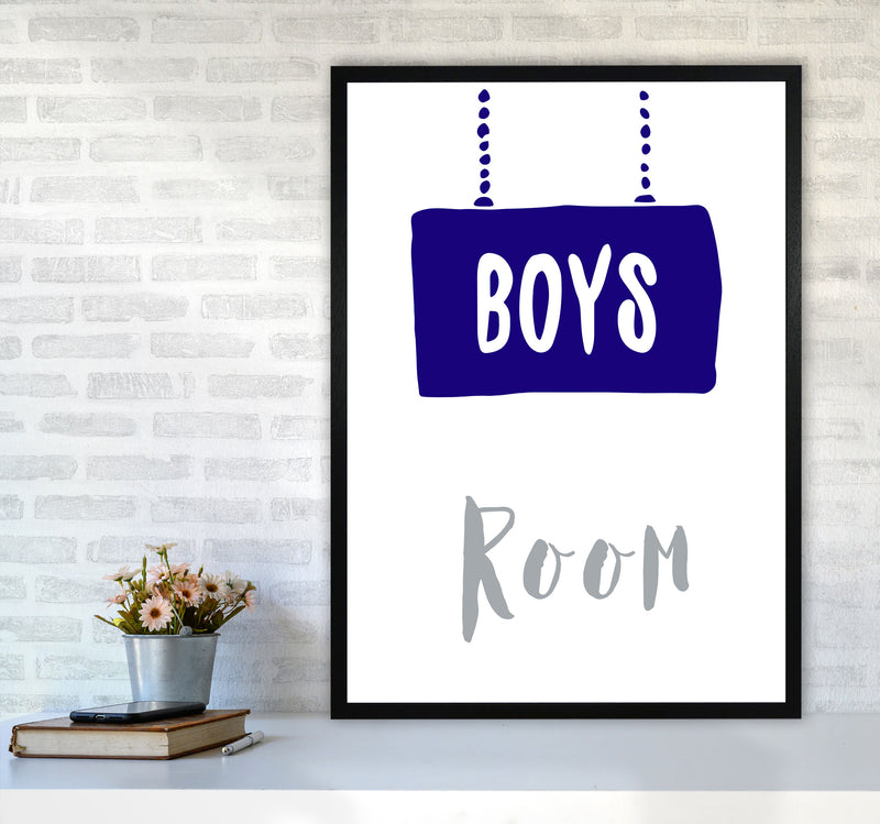 Boys Room Navy Framed Nursey Wall Art Print A1 White Frame