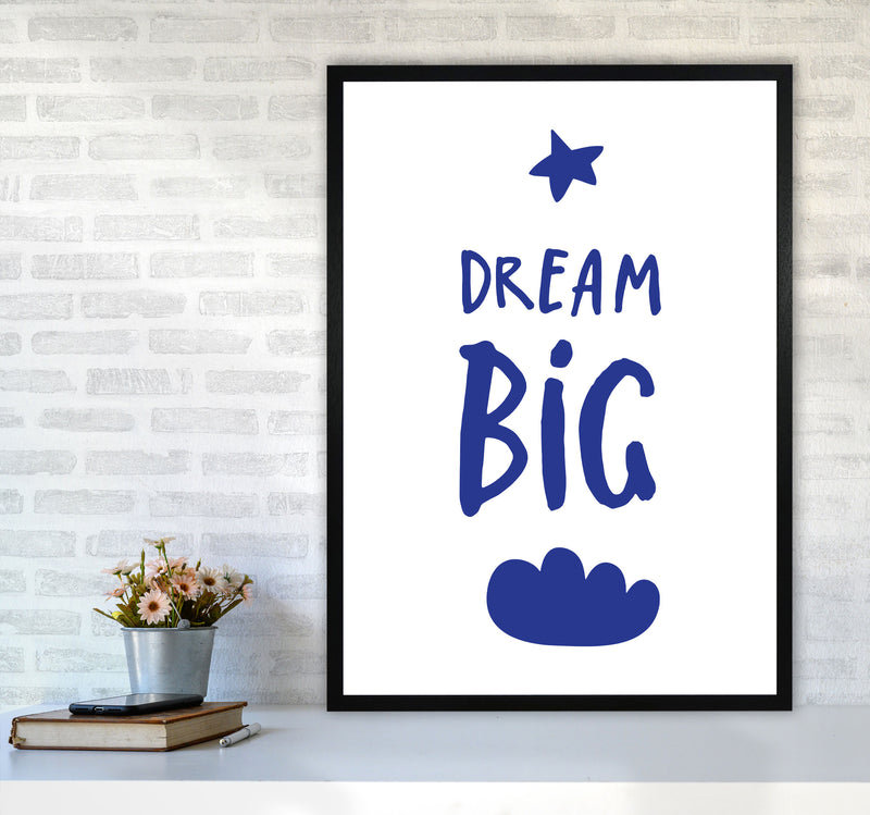 Dream Big Navy Framed Typography Wall Art Print A1 White Frame