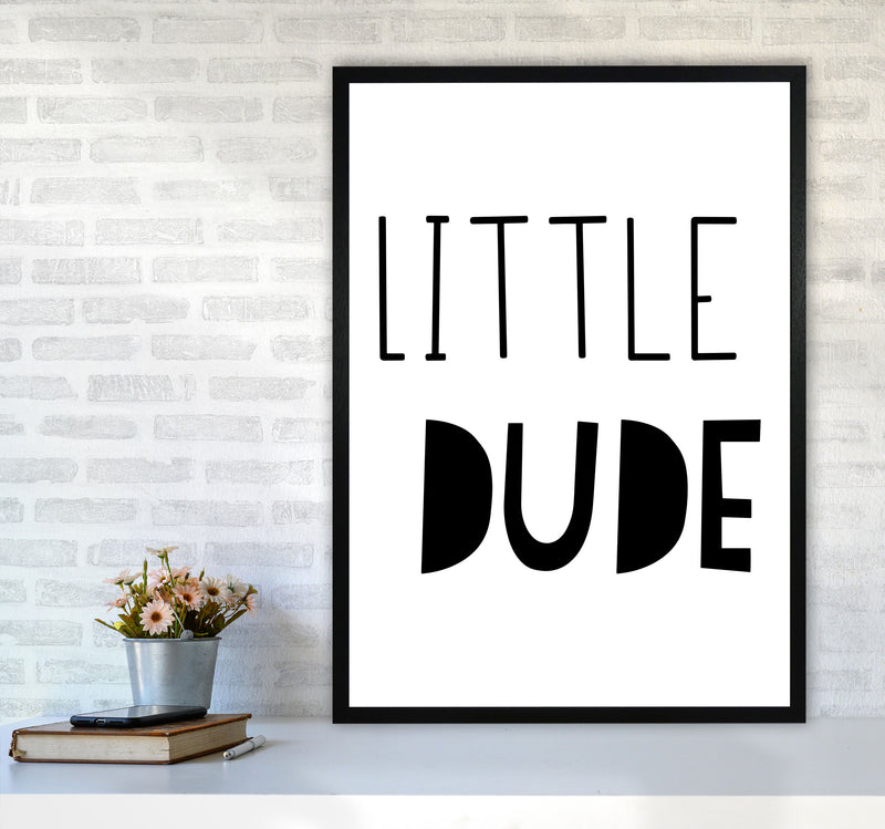 Little Dude Black Framed Nursey Wall Art Print A1 White Frame