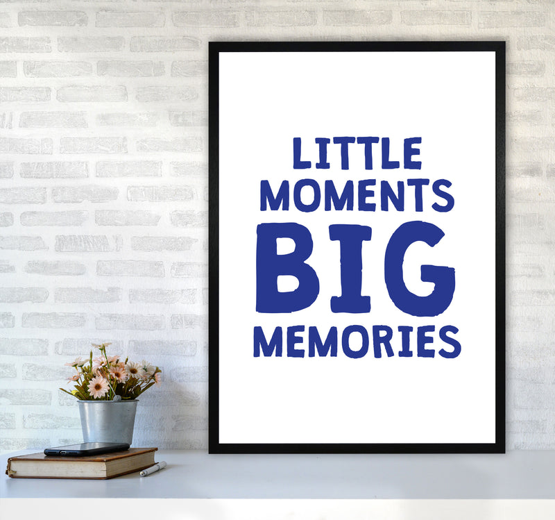 Little Moments Big Memories Navy Framed Nursey Wall Art Print A1 White Frame
