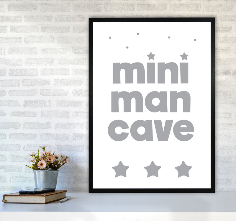 Mini Man Cave Grey Framed Nursey Wall Art Print A1 White Frame