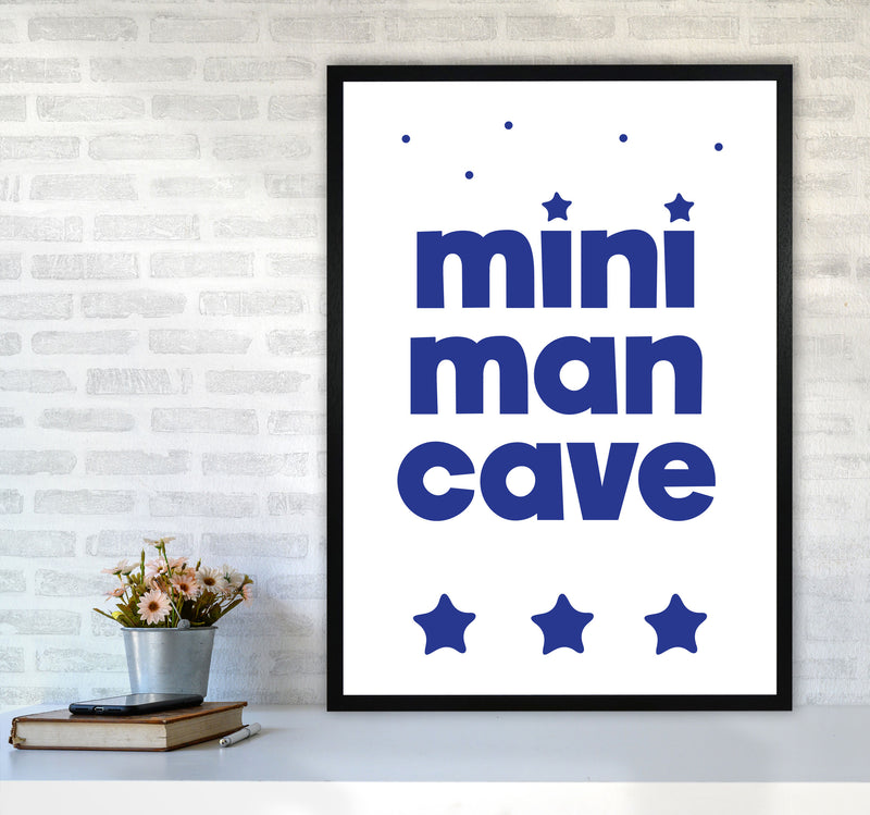 Mini Man Cave Navy Framed Nursey Wall Art Print A1 White Frame