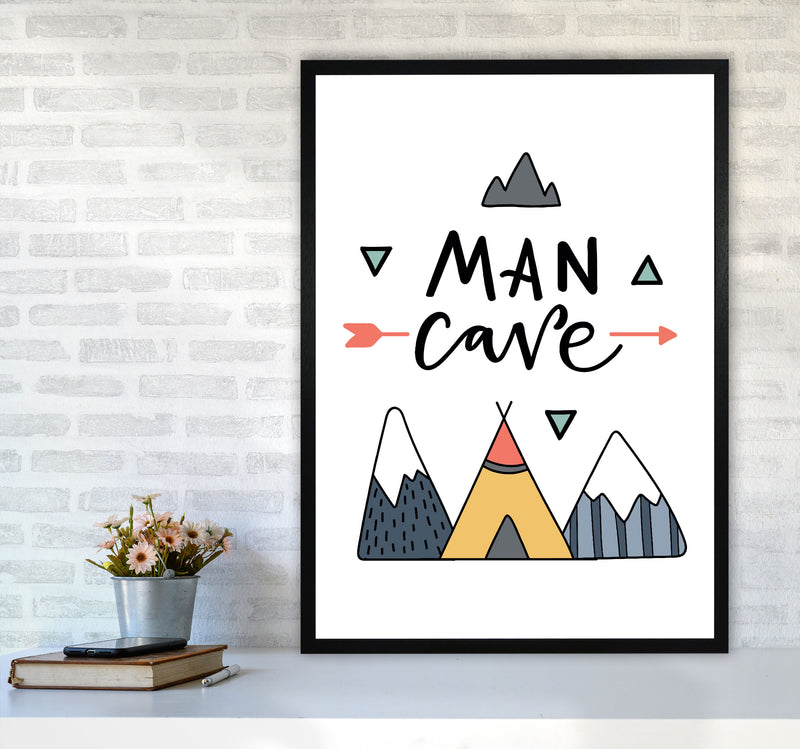 Man Cave Mountains Framed Typography Wall Art Print A1 White Frame