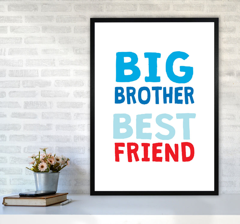 Big Brother Best Friend Blue Framed Typography Wall Art Print A1 White Frame