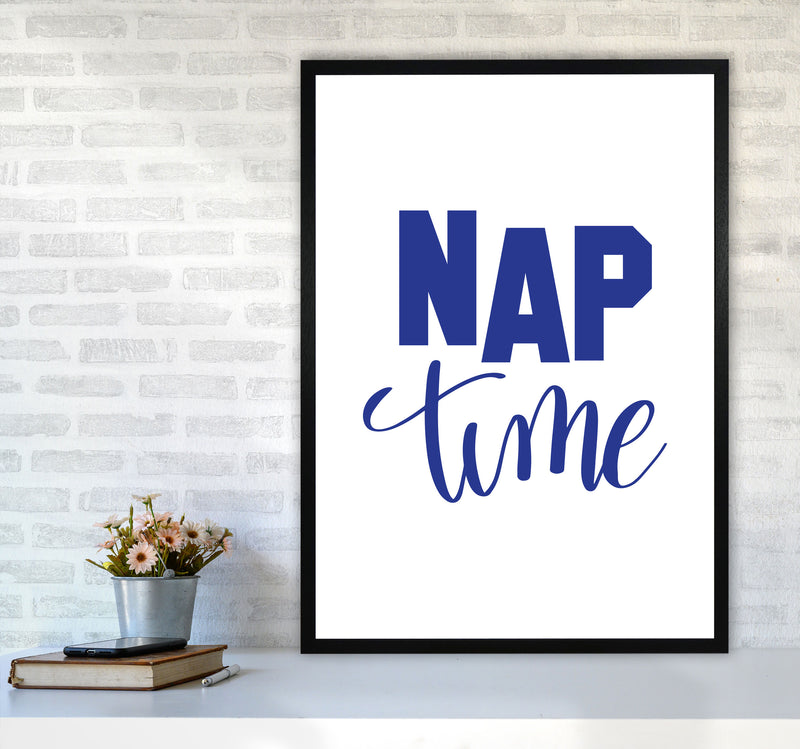 Nap Time Navy Framed Typography Wall Art Print A1 White Frame