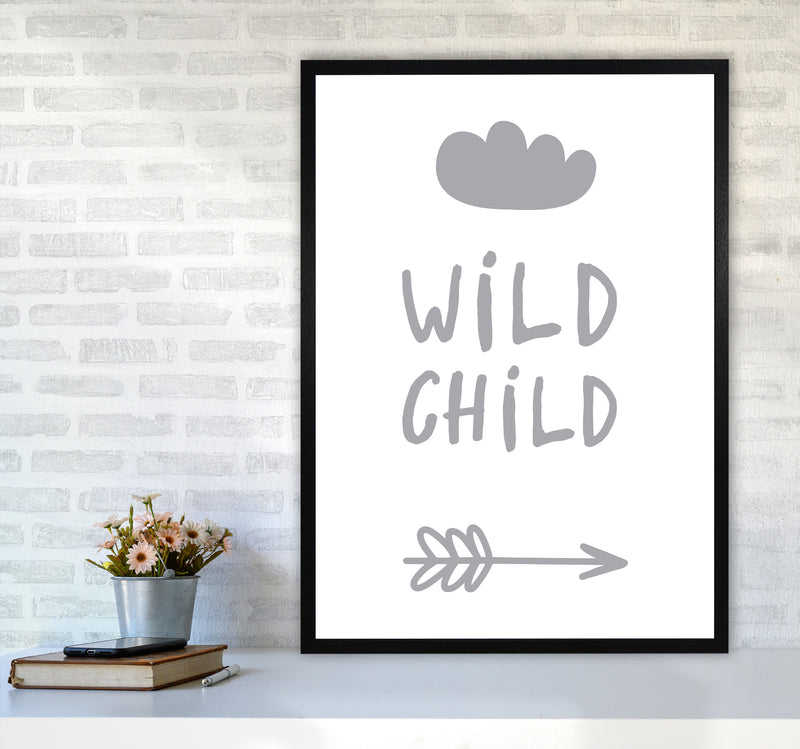 Wild Child Grey Framed Nursey Wall Art Print A1 White Frame