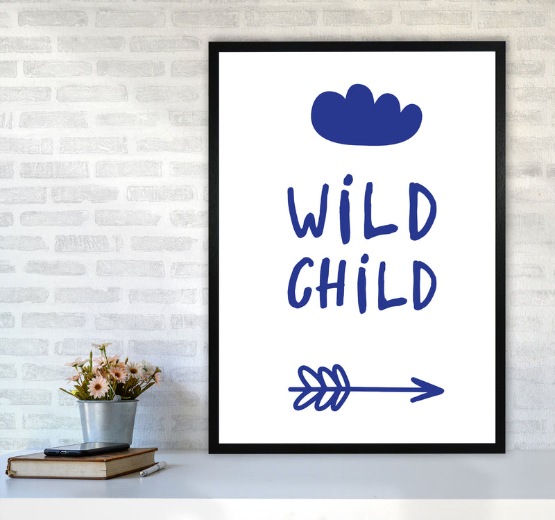 Wild Child Navy Framed Nursey Wall Art Print A1 White Frame