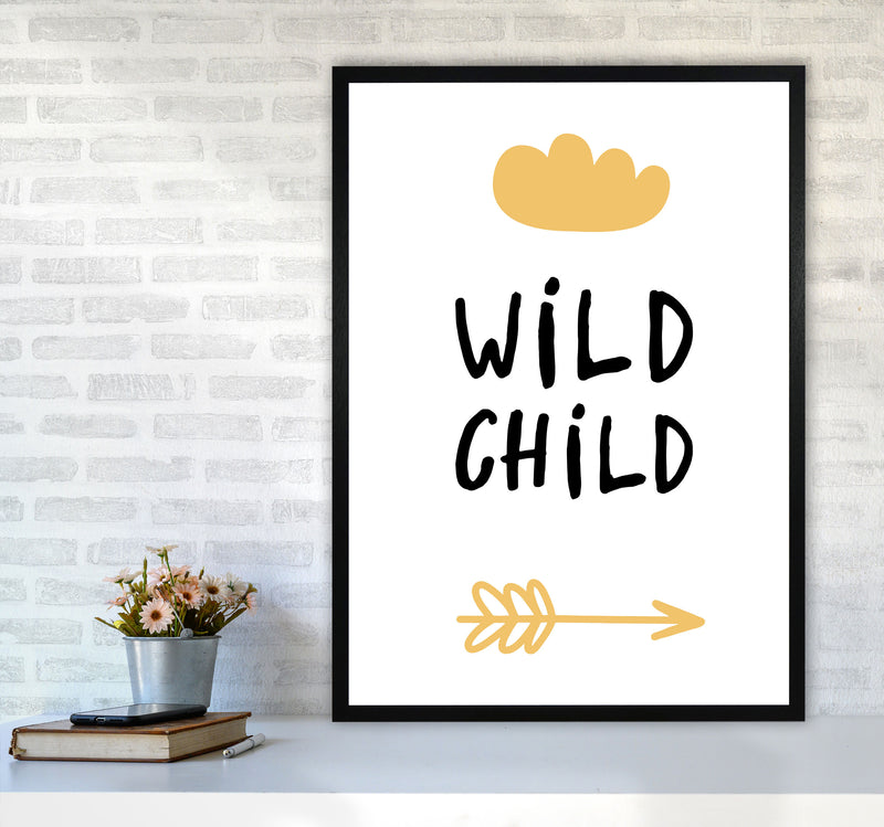 Wild Child Mustard And Black Framed Nursey Wall Art Print A1 White Frame