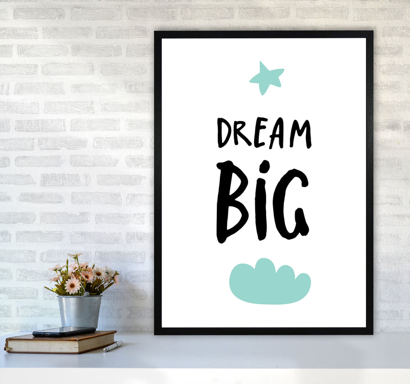 Dream Big Mint Cloud Framed Typography Wall Art Print A1 White Frame