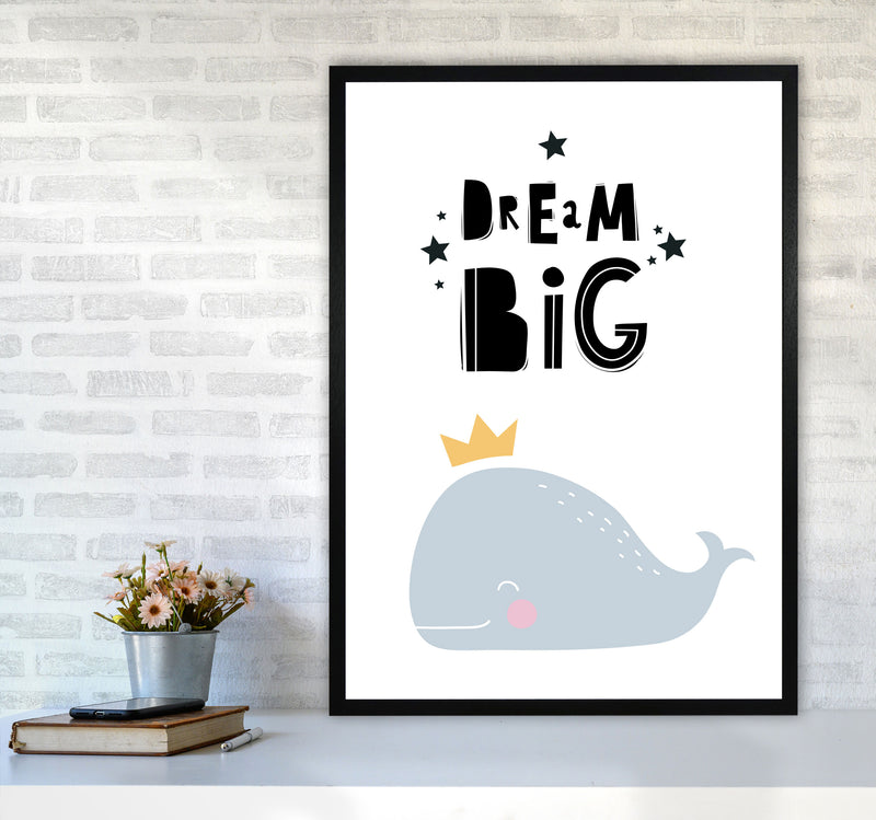 Dream Big Whale Framed Nursey Wall Art Print A1 White Frame