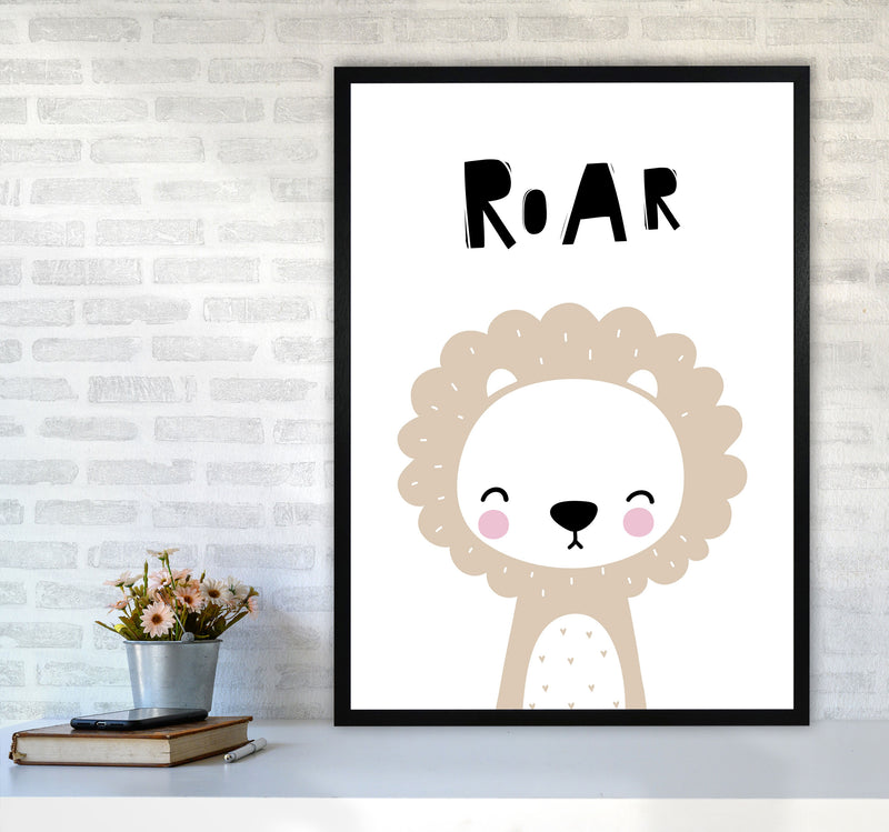 Lion Roar Modern Print Animal Art Print A1 White Frame