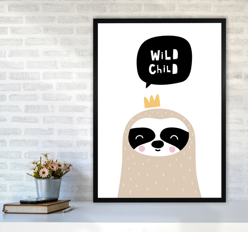 Wild Child Sloth Framed Nursey Wall Art Print A1 White Frame