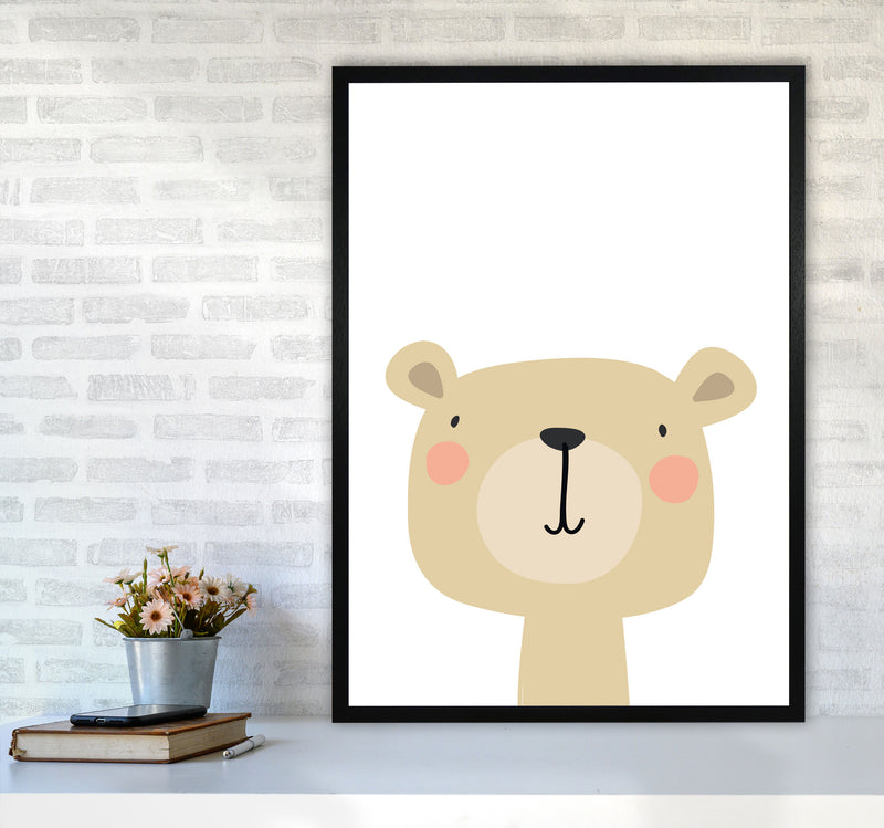 Beige Bear Modern Print Animal Art Print A1 White Frame
