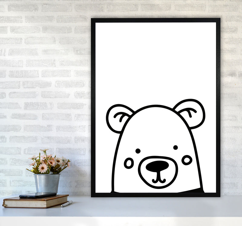 Black And White Bear Modern Print Animal Art Print A1 White Frame