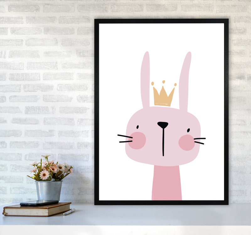 Pink Bunny Modern Print Animal Art Print A1 White Frame