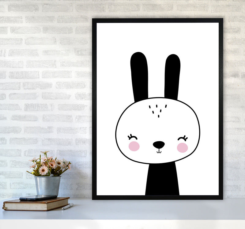 Black And White Scandi Bunny Modern Print Animal Art Print A1 White Frame