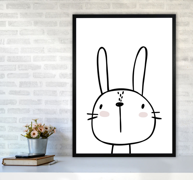 White Bunny Modern Print, Animal Art Print A1 White Frame