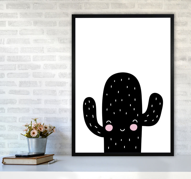 Black Scandi Cactus Modern Print, Framed Botanical & Nature Art Print A1 White Frame
