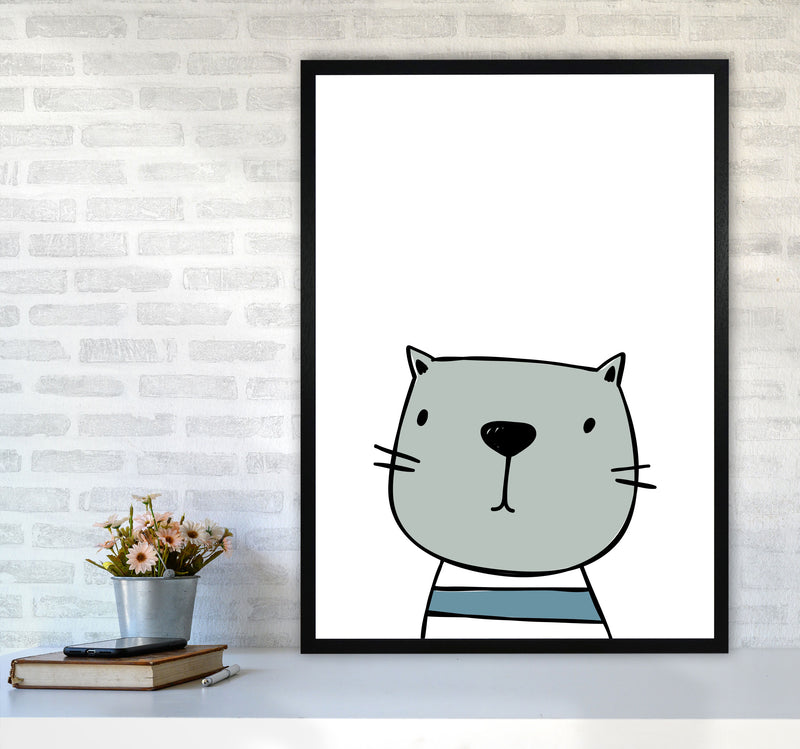 Cat Modern Print Animal Art Print A1 White Frame