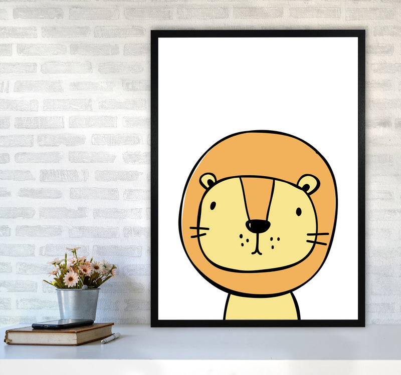 Scandi Lion Framed Nursey Wall Art Print A1 White Frame