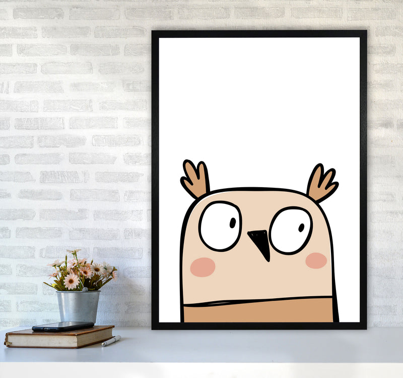 Scandi Owl Framed Nursey Wall Art Print A1 White Frame