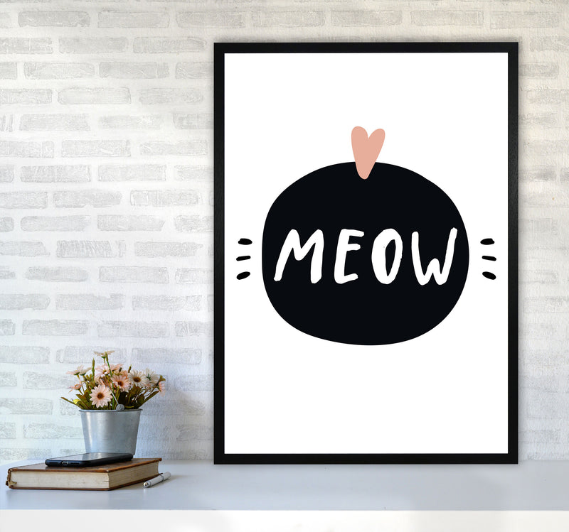 Meow Framed Typography Wall Art Print A1 White Frame