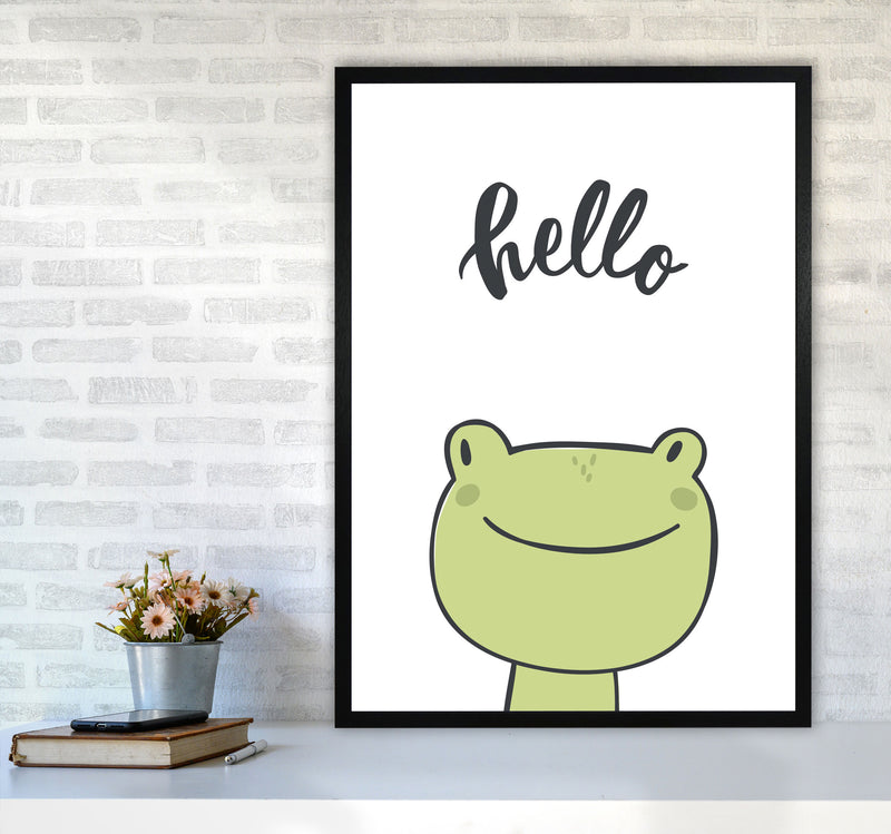 Hello Frog Modern Print Animal Art Print A1 White Frame