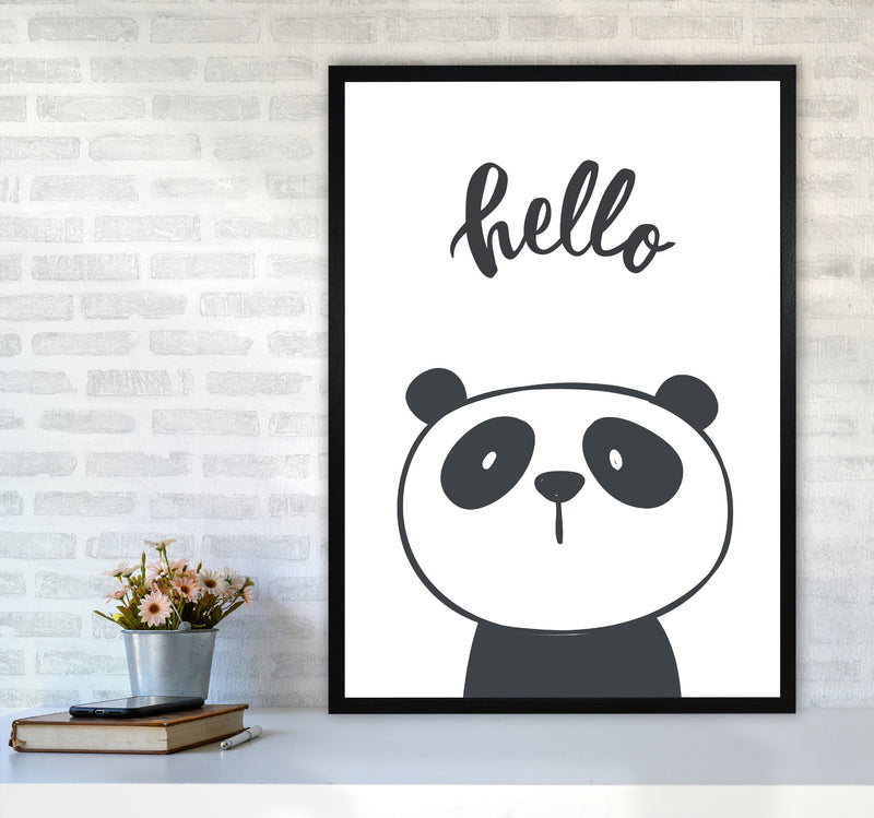 Hello Panda Modern Print Animal Art Print A1 White Frame