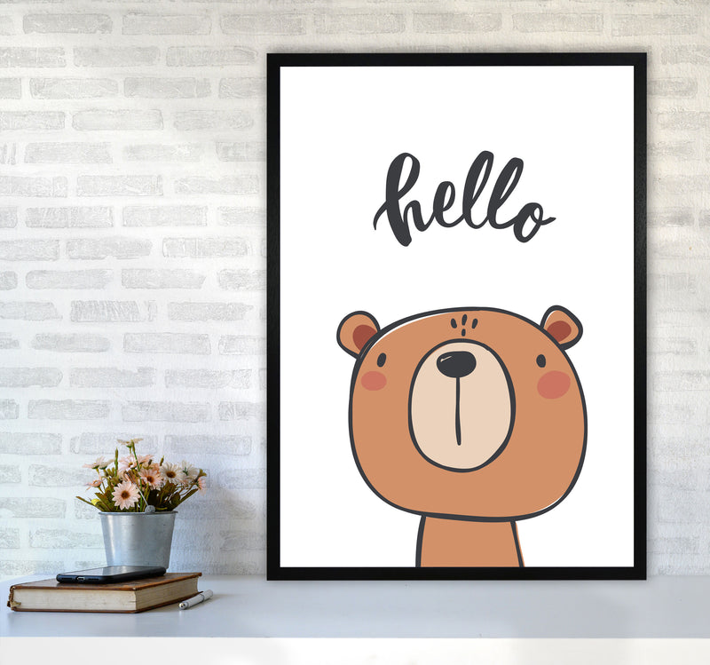 Hello Bear Modern Print Animal Art Print A1 White Frame