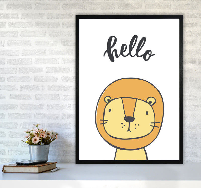 Hello Lion Modern Print Animal Art Print A1 White Frame