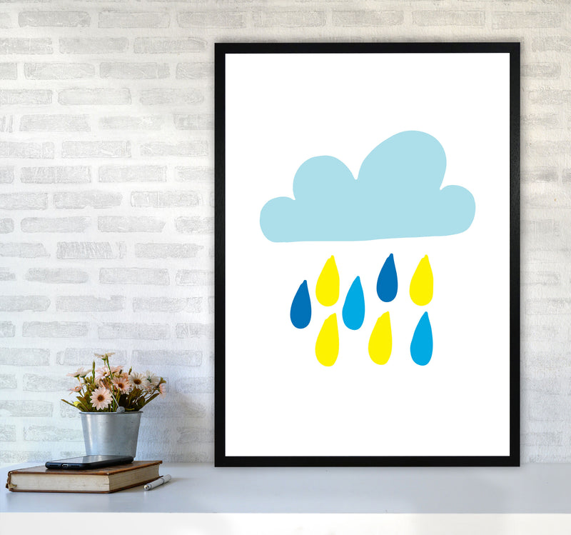 Blue Rain Cloud Modern Print A1 White Frame