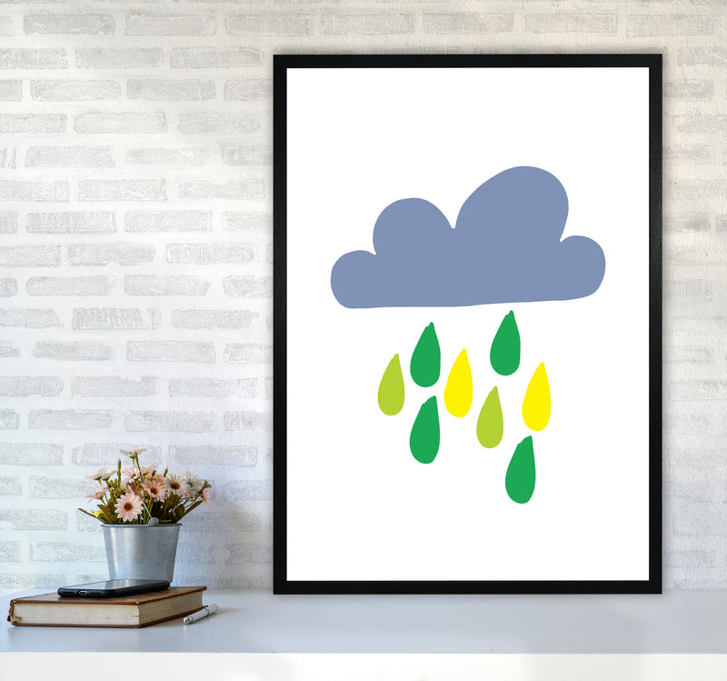 Dark Blue Rain Cloud Modern Print A1 White Frame