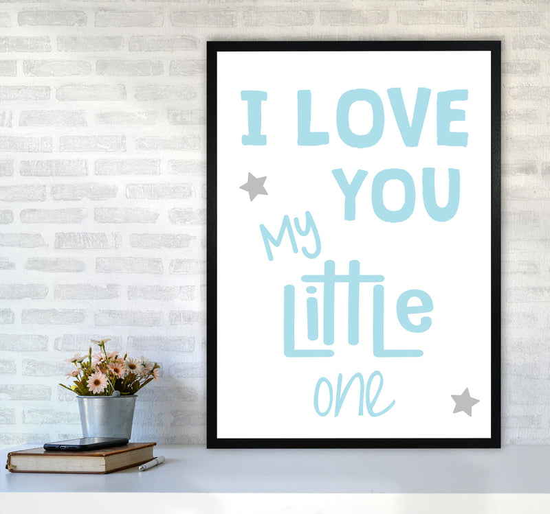 I Love You Little One Blue Framed Nursey Wall Art Print A1 White Frame