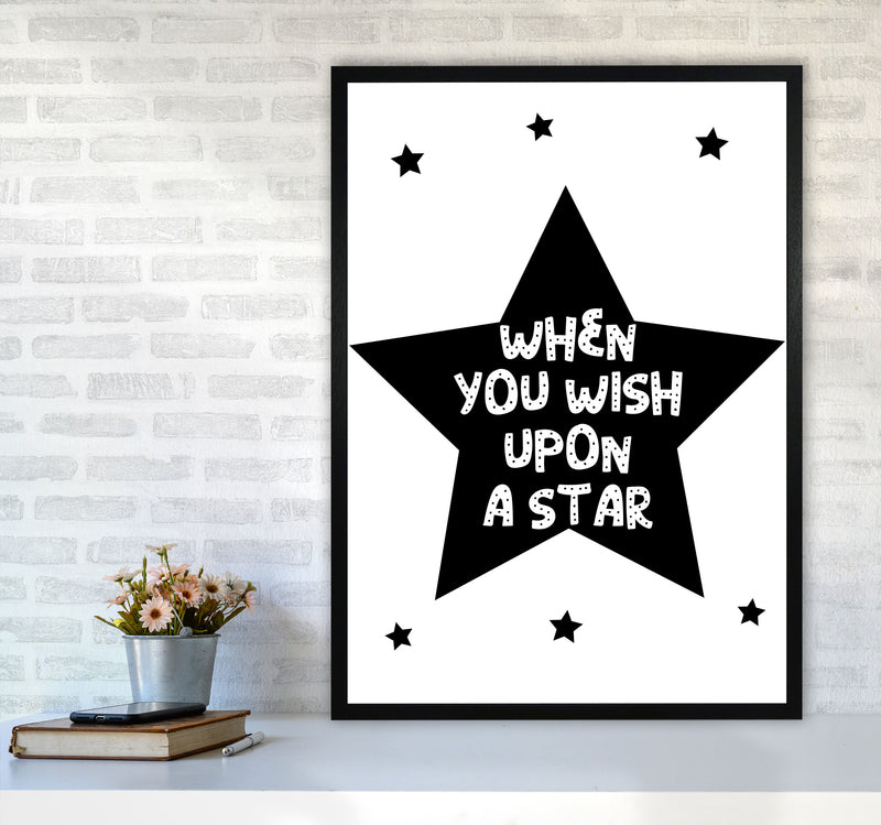 Wish Upon A Star Black Framed Nursey Wall Art Print A1 White Frame